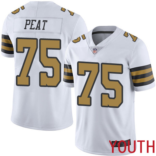 New Orleans Saints Limited White Youth Andrus Peat Jersey NFL Football 75 Rush Vapor Untouchable Jersey